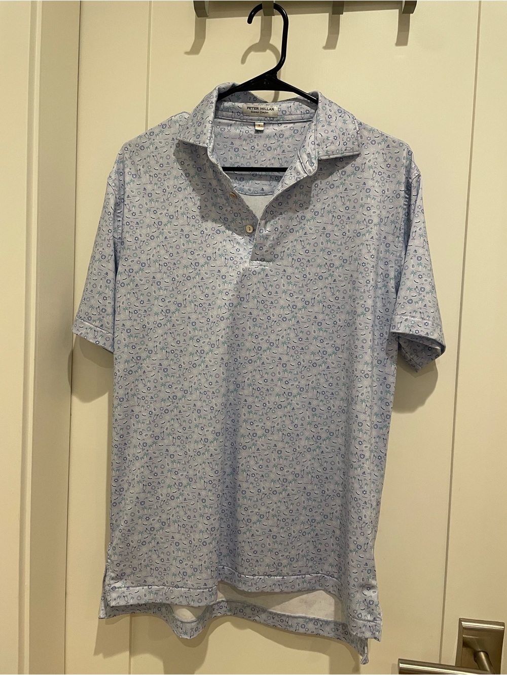 Peter Millar Men’s Light Blue Printed Polo Shirt - Summer Comfort